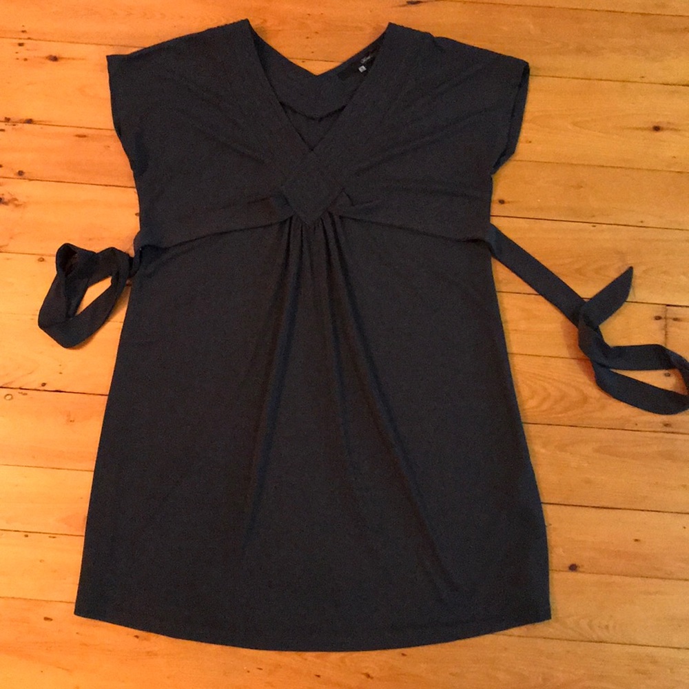 Navy Cap sleeve V neck dress